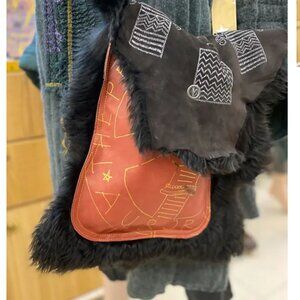 🌀 People of the Labyrinths | Leather & Shearling “Magneto” Bag | Hand-Painted L